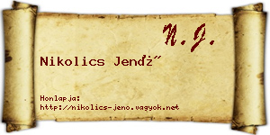 Nikolics Jenő névjegykártya